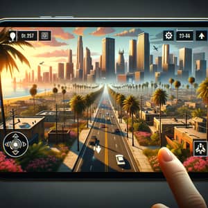 Digital Rendering of Sprawling Sun-Soaked Metropolis Mobile Game