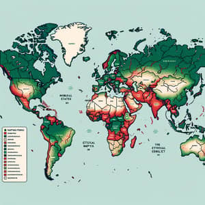 Detailed World Map Illustration: Independence and Ethnic Conflicts since 1990