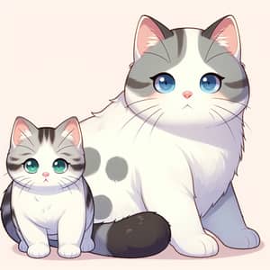 White Cat with Unique Markings - Cute Cat Duo