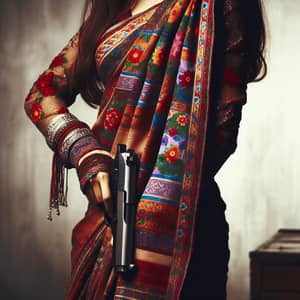 Middle-Eastern Woman in Traditional Saree | Strength & Heritage