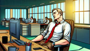 Vibrant Cartoon Office Scene: Engagement vs. Motivation