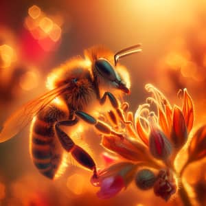 Professional Macro Photography of  Bee in Rich Natural Surroundings