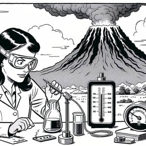 Young Scientist Conducting Experiments near Volcano - Fun Activity