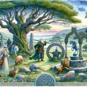 Celtic Folklore Watercolor Art | Mythical Creatures, Sacred Trees