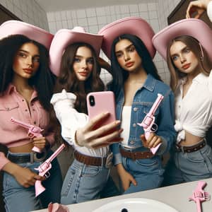 Pink Cowgirl Selfie: Youthful Charm with a Feminine Twist