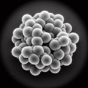 Microscopic View of Staphylococcus Bacteria