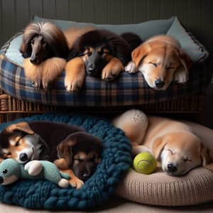 Adorable Puppy Sleeping Scene - Diverse Breeds Napping Peacefully