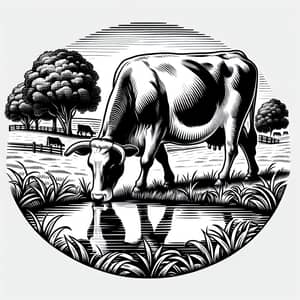 Vintage Black and White Cow T-Shirt Design