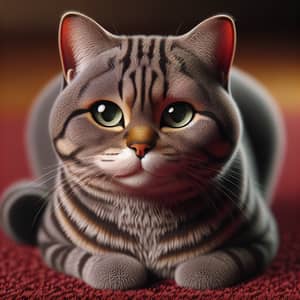 Adorable Adult Domestic Cat with Tabby Stripes | Grey Fur