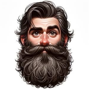 Trendy Hipster Cartoon Character with Gray and Brown Beard