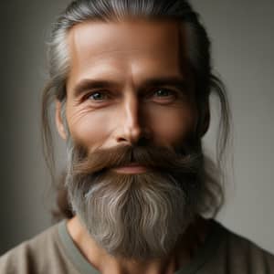 Serene Middle-Aged Caucasian Man with Grey Beard and Wisdom