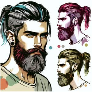 Hipster Caucasian Man with Vibrant Style