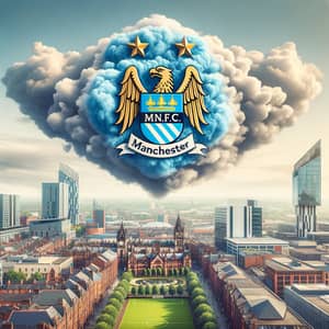Manchester Sky-Blue Football Club Emblem Over Cityscape