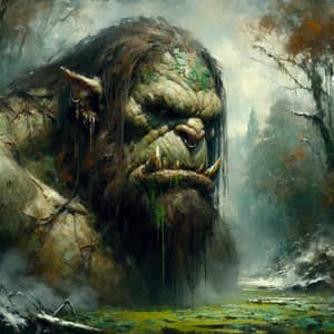 Intimidating Ogre in Misty Swamp - Fantasy Digital Painting