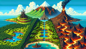 Pixel Art Fantasy Landscape: Top-Down Adventure Scene