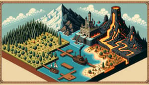 Pixel Art Level Selector Screen Scenery: Adventure Landscape