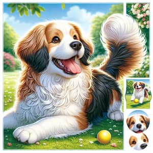 Adorable Medium-sized Dog with Brown and White Fur Playing in Sunny Park