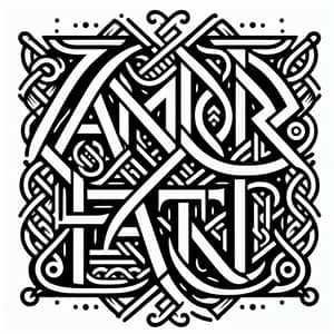 Intricate 'Amor Fati' Runic Tattoo Design