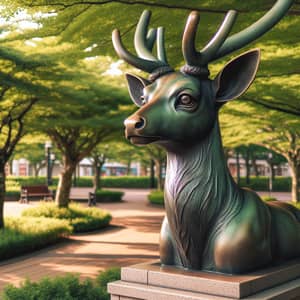 Majestic Deer Monument in Serene Park - Sculpture of Finesse