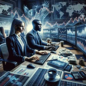 Forex Trading in a Modern Room - Traders Focused on Currency Rates