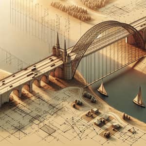 Detailed Arch Bridge Design with Geometric Concepts