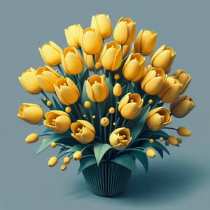 3D Yellow Tulip Bouquet Images
