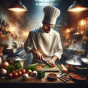 Passionate Male Chef Chopping Fresh Vegetables | Culinary Art