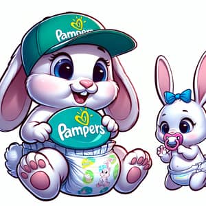 Animated Baby Bunny in Pampers Diapers - Cute Baby Character