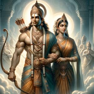 God Rama and Seetha - Mythological Hindu Figures Depiction