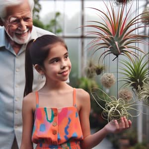 Air Plants Artfully Suspended: Greenhouse Exploration Scene