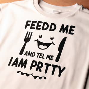 Funny 'Feed Me and Tell Me I Am Pretty' Cotton T-shirt Design