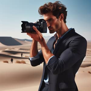 Fashion Photographer Capturing Stylish Desert Photoshoot