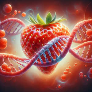 Vibrant Strawberry Painting with DNA Illustration | Artwork
