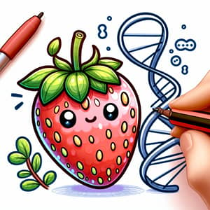 Playful DNA Strawberry Illustration for Science Education