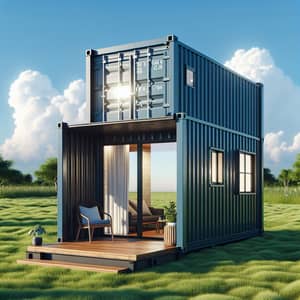 Modern Compact Container House in Lush Green Field