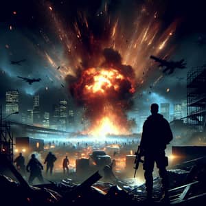 Massive Fireball Explosion Amidst Cityscape Chaos