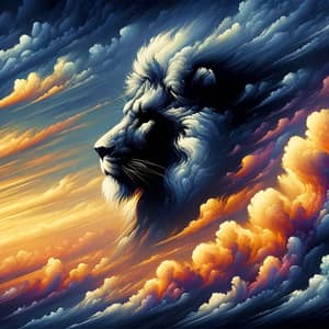 Lion Silhouette Graffiti Sky Art | Colorful High Contrast Image