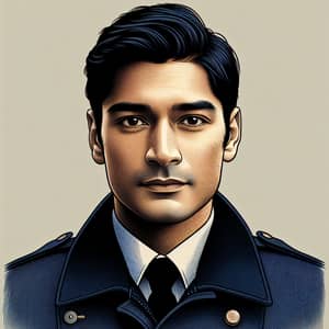 Professional South Asian Fireman in Navy Suit Portrait