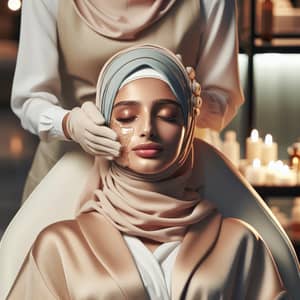 Luxurious Facial Treatment in High-End Salon for Muslim Women