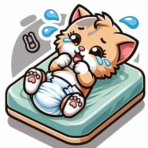 Newborn Cartoon Kitten in Diapers - Cute and Adorable