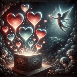 Radiant Love: Ethereal Hearts Illustration for Lovers