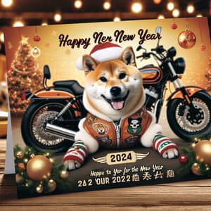 New Year 2024 Motorcycle Rental Greeting Card in Slovakia