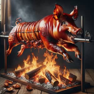 Suckling Pig Roasting on Spit | Wood-Fired Cooking