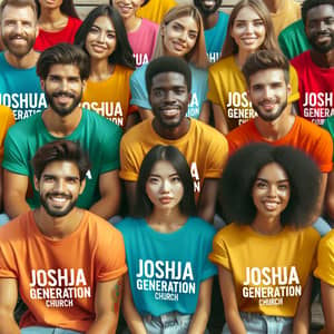 Diverse and Vibrant Joshua Generation Church T-shirt Group