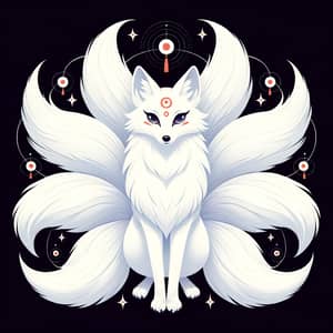 White Fox with Nine Tails - Mythical Creatures