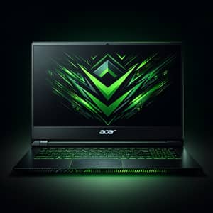 Acer Nitro Gaming Laptop - Green Logo Design on Black Background