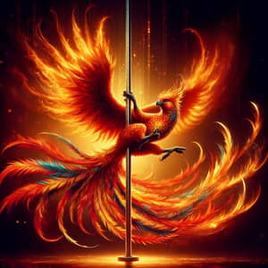 Mythical Phoenix Bird Gravity-Defying Pole Dance