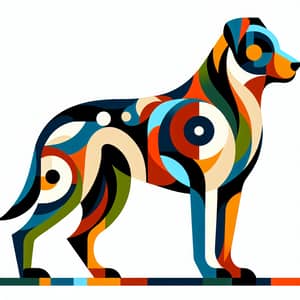 Abstract Dog Art: Vibrant Colors & Geometric Shapes