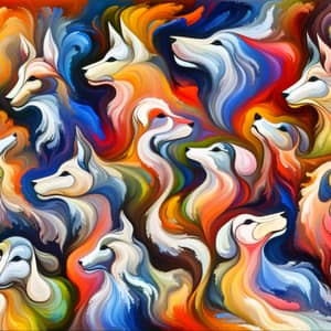 Abstract Dogs Art - Vibrant Canine Imagery