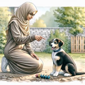 Educating a Puppy in Watercolor Art | Trainer with Puppy